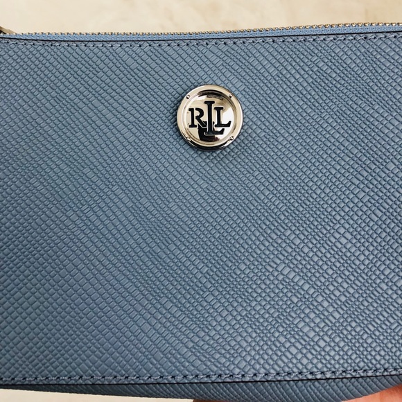 ✨Lauren Ralph Lauren Light Baby Blue Leather Crossbody Bag Summer Preppy Resort - Picture 6 of 8